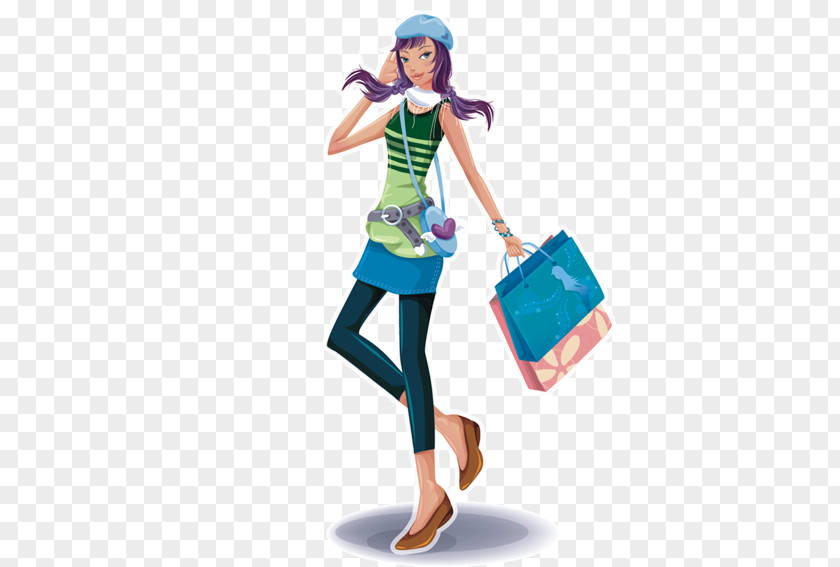 Fashion Shopping Woman Online Taobao Cartoon PNG