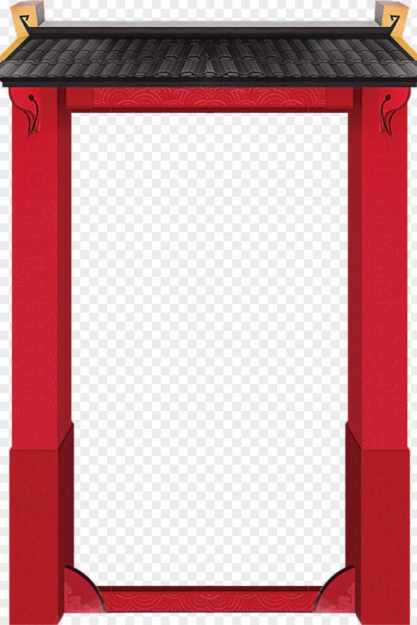 Red Border Gate China Chinese New Year Oudejaarsdag Van De Maankalender Traditional Holidays Reunion Dinner PNG
