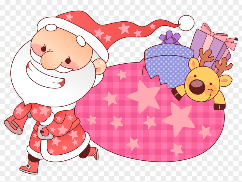 Santa Claus Presents Back Cartoon PNG