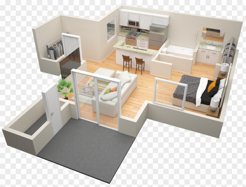 Three Rooms And Two Floor Plan Studio Apartment Bedroom House PNG