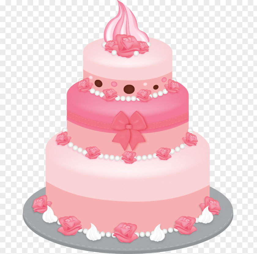 Pink Cake Birthday Icing Layer Wedding PNG