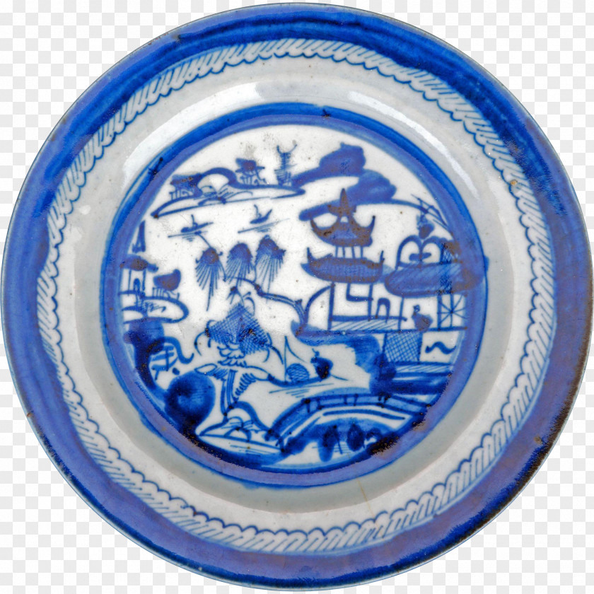 Plate Blue And White Pottery Chinese Export Porcelain Tableware PNG