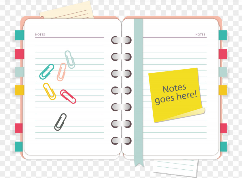Vector Hand-painted Notebook And Sticky Paper PNG