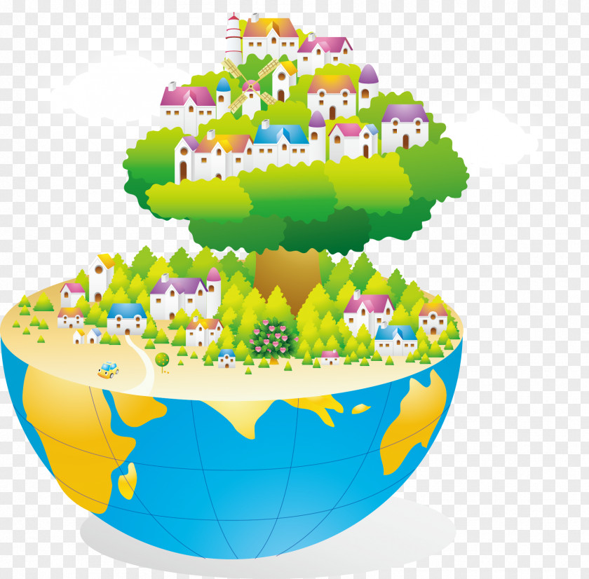 City Vector Globe On Global Village Poster Graphic Design PNG