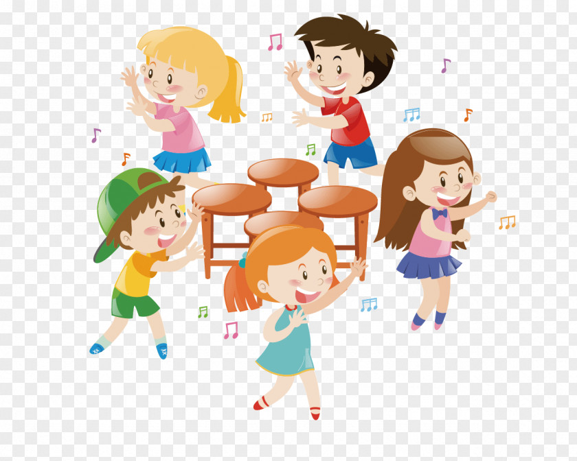 Cartoon Hand-painted Dancing Kids PNG hand-painted dancing kids clipart PNG