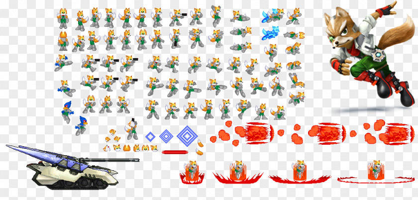 Super Smash Bros Bros. Brawl Mario Kirby Fox McCloud Sprite PNG