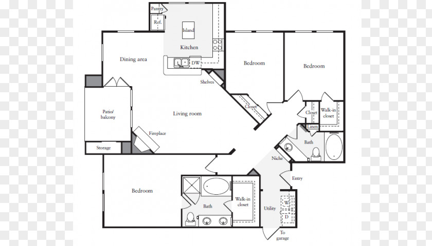 Bath Tab Arches At Park Cities Apartment West University Boulevard Floor Plan PNG