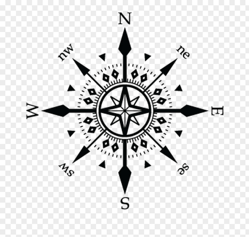 Compass Wall Decal Vector Graphics Tattoo Rose PNG