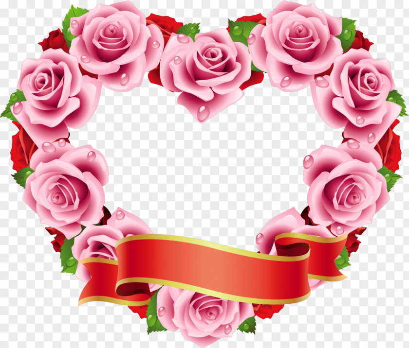 Wreath Rose Flower Heart Wedding PNG
