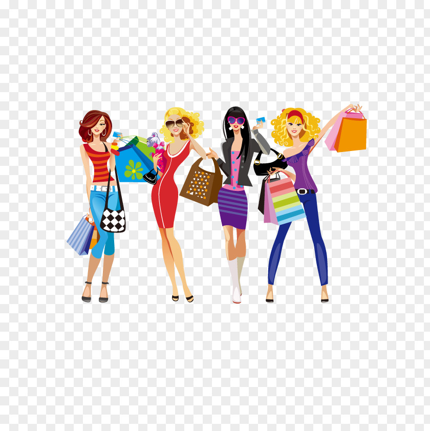 Shopping Girls Drawing Clip Art PNG