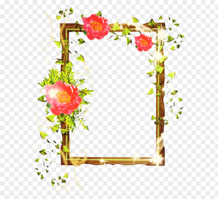 Twig Rose Background Watercolor Frame PNG