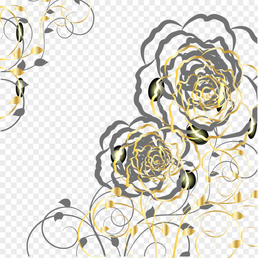 Vector Gold Pattern Euclidean Flower PNG