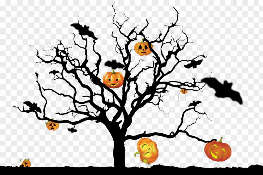 Halloween Pumpkin Ghost Tree Knot PNG