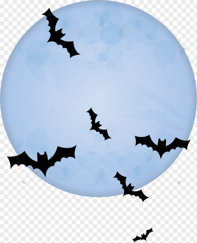 Vector Bat And Blue Moon PNG