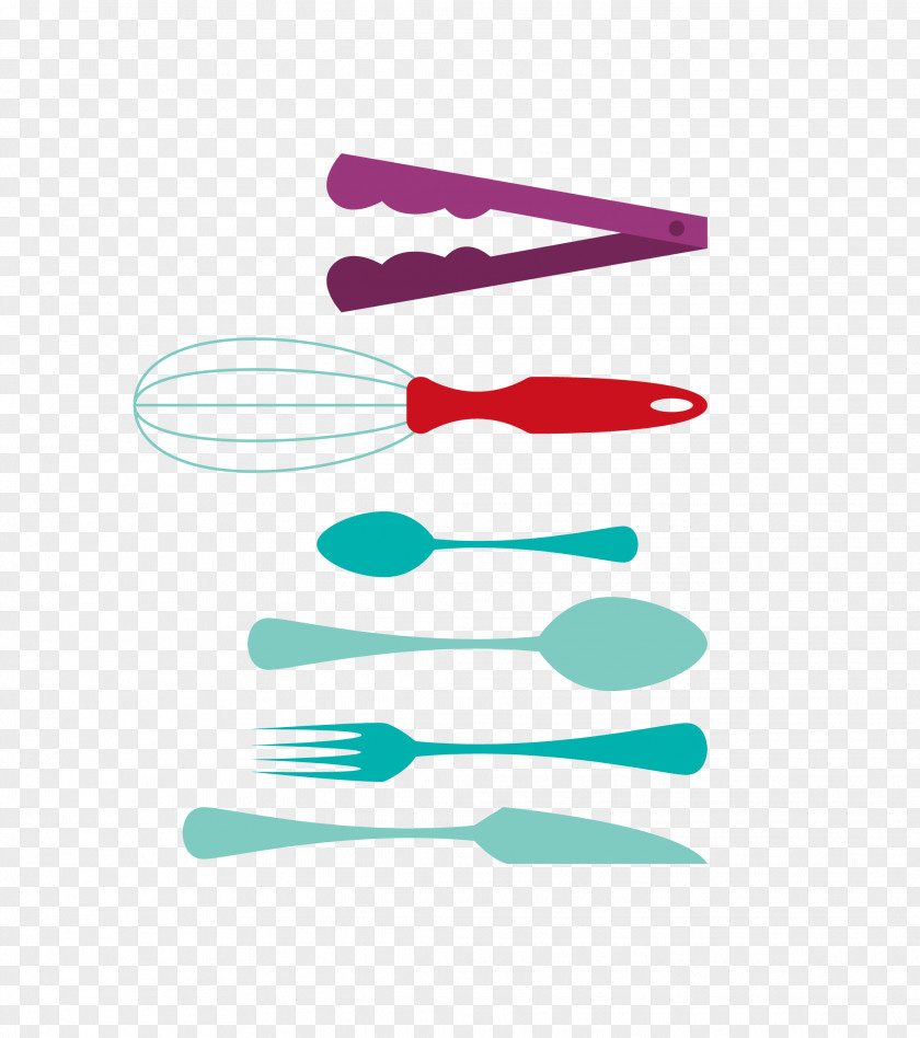 Vector Blue Spoon Fork With Egg Whisk Tool PNG