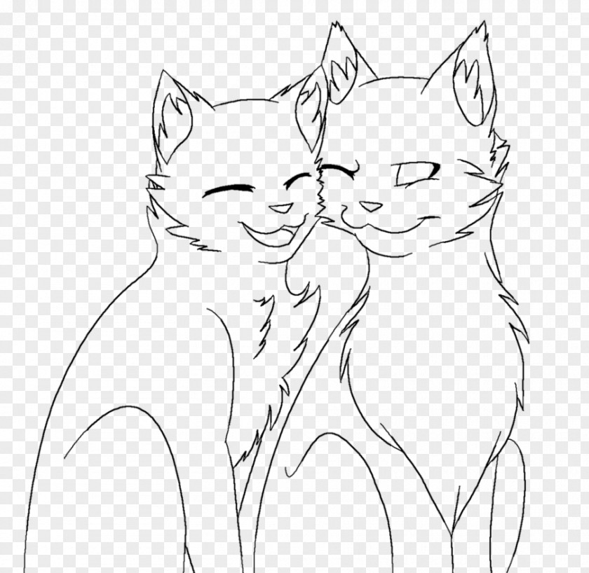 Embrace Couple Cat Line Art Kitten Drawing Warriors PNG