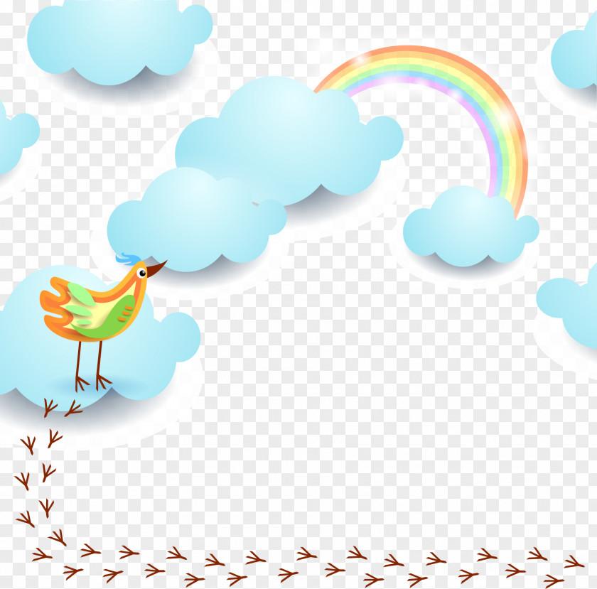 Colored Bird With Rainbow Sky Clip Art Vector Euclidean PNG