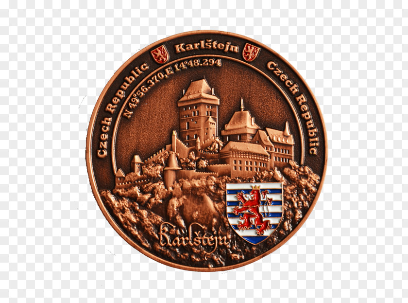 European Castle Bronze Medal Copper Coin PNG