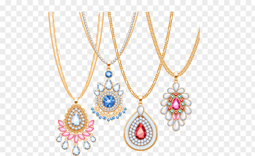 Luxury Gold Diamond Necklace Vector Material, Jewellery Gemstone Chain PNG