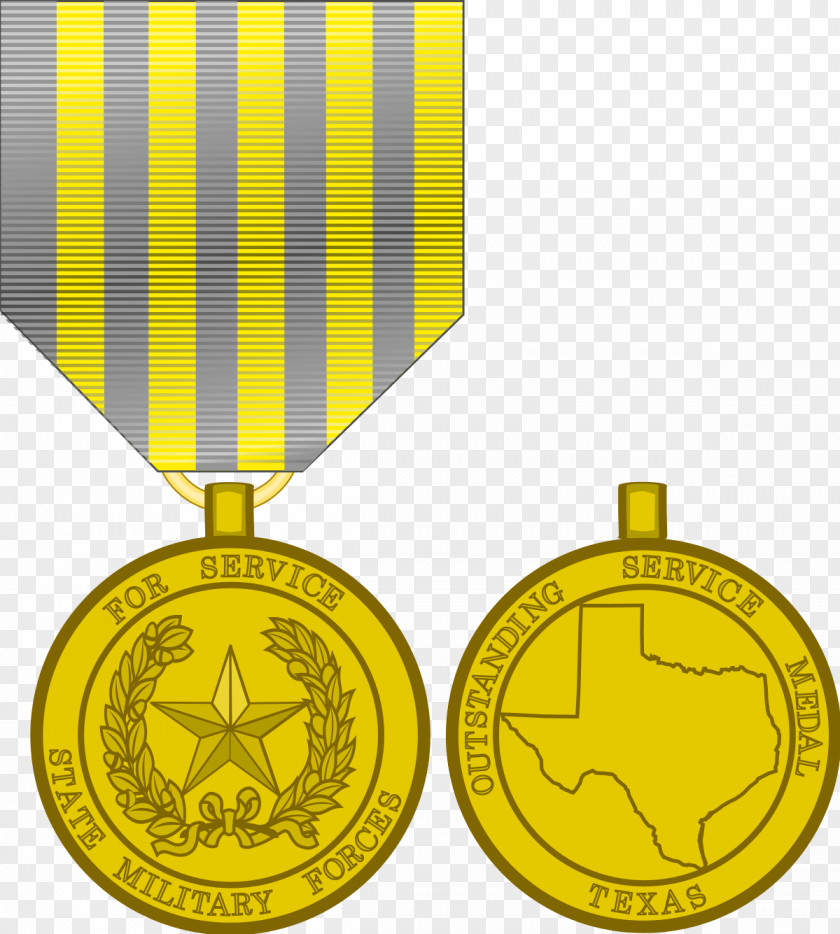 Medal Texas Military Forces Gold Outstanding Service PNG