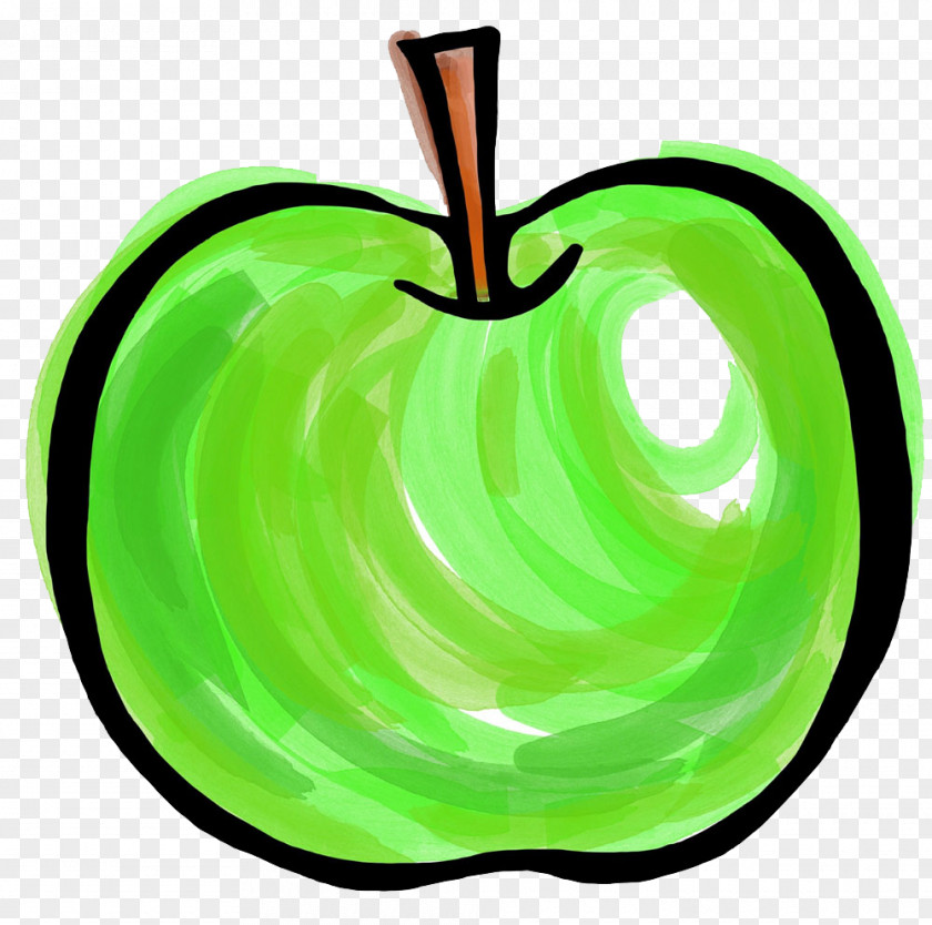 Painted Green Apple Clip Art PNG