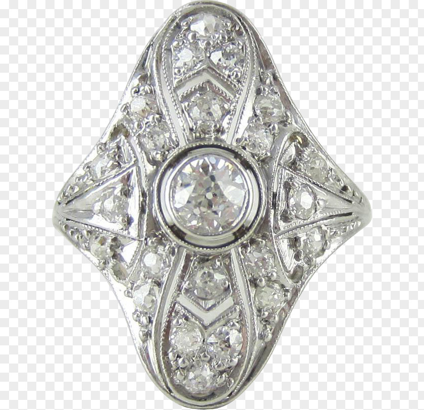 Ring Engagement Art Deco Filigree Diamond PNG