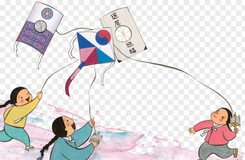 Child Flying A Kite PNG