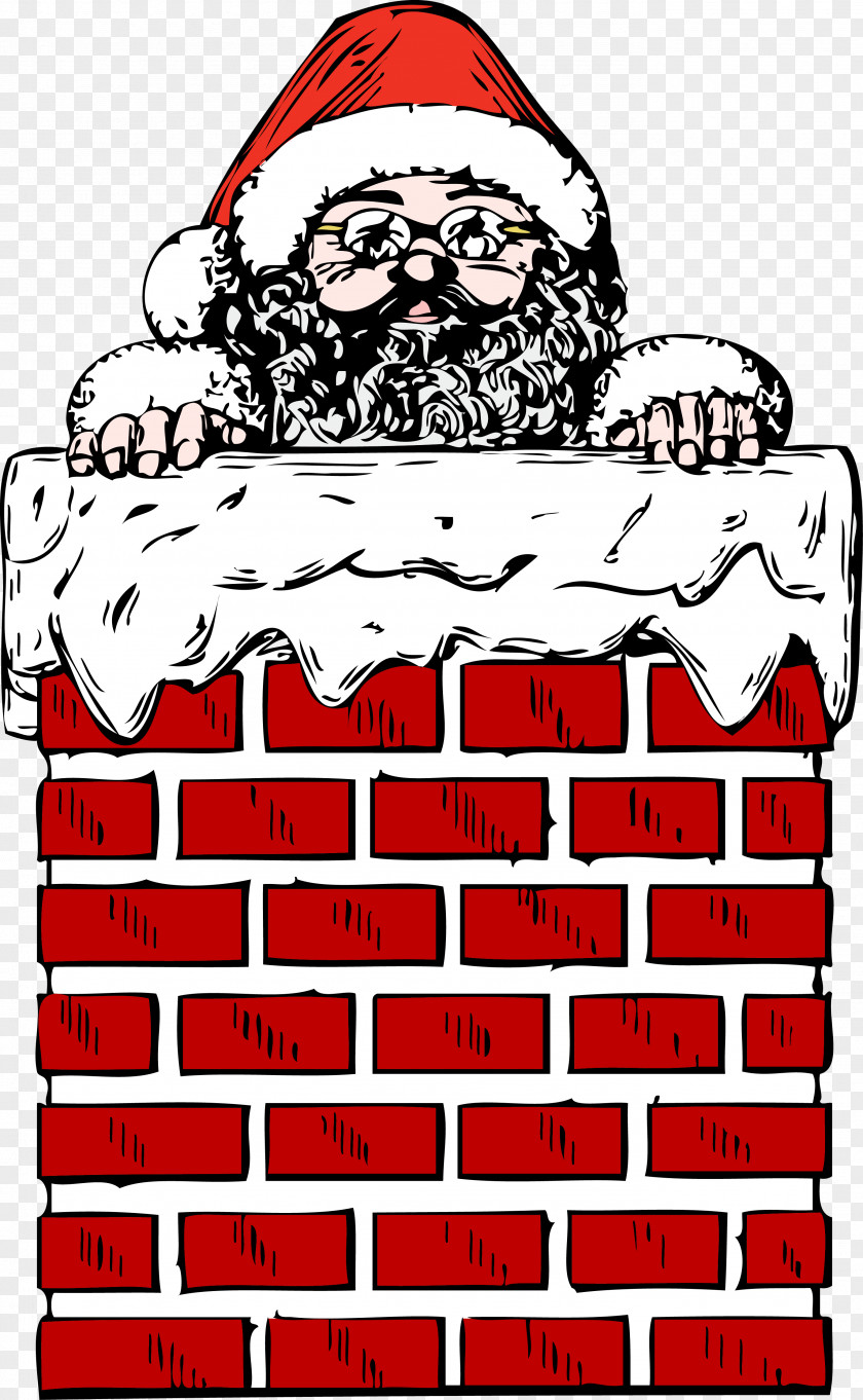 Vector Chimney Santa Claus Christmas Fireplace Clip Art PNG