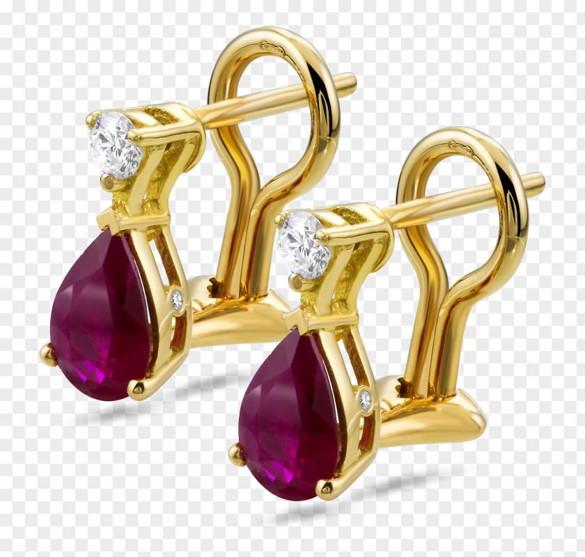 Ruby Earring Diamond Jewellery Colored Gold PNG