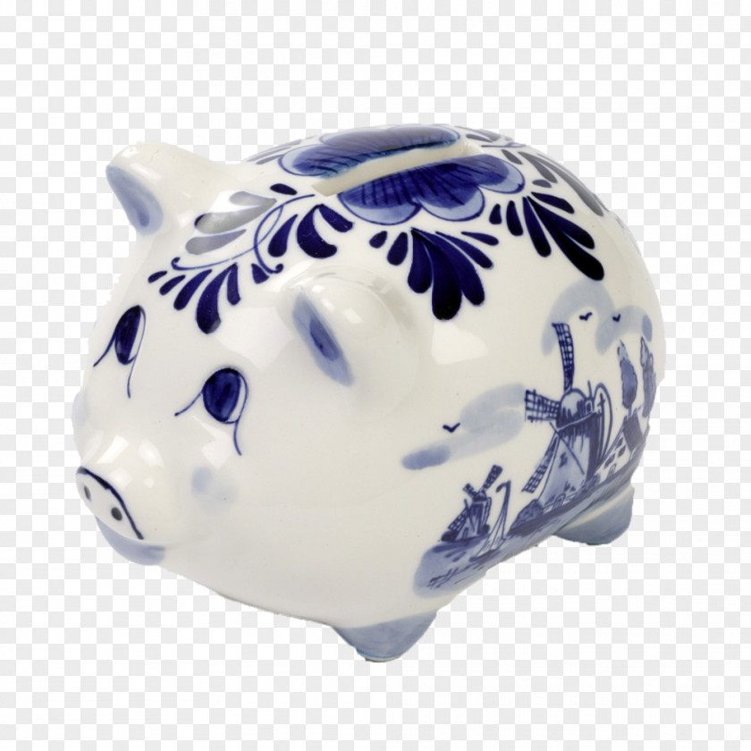 Delftware Piggy Bank Souvenir Ceramic PNG