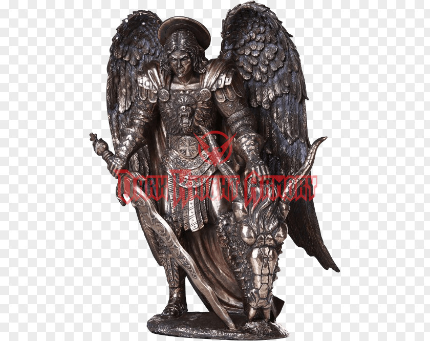 Angel Michael Lucifer Bronze Sculpture Archangel Figurine PNG