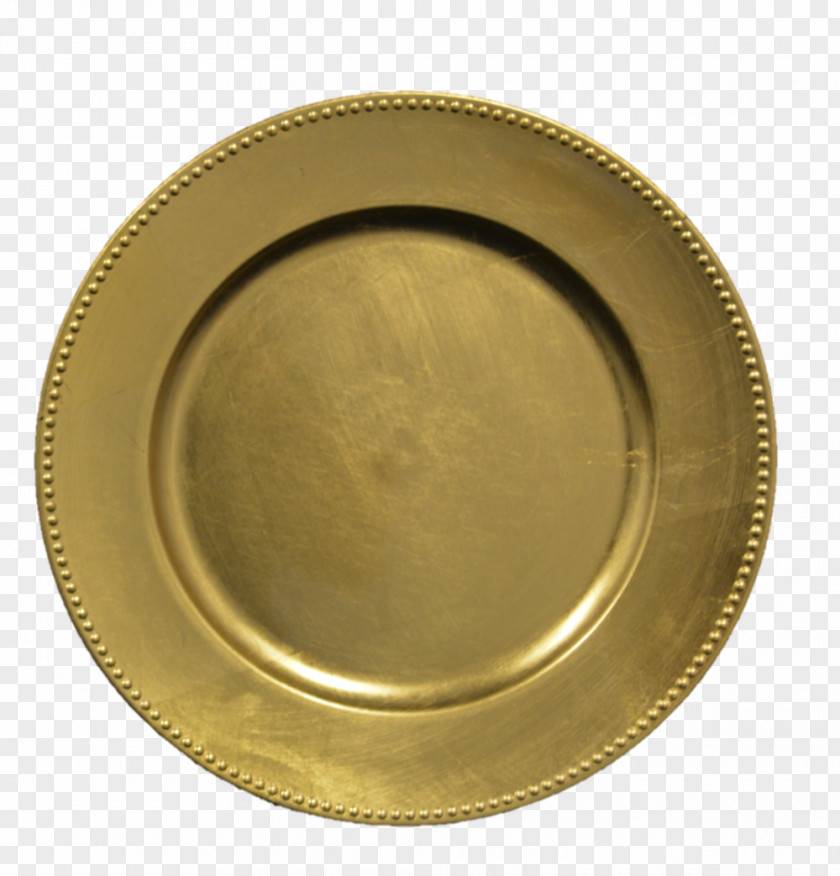 Gold Beads Charger Plate Tableware Platter Metal PNG