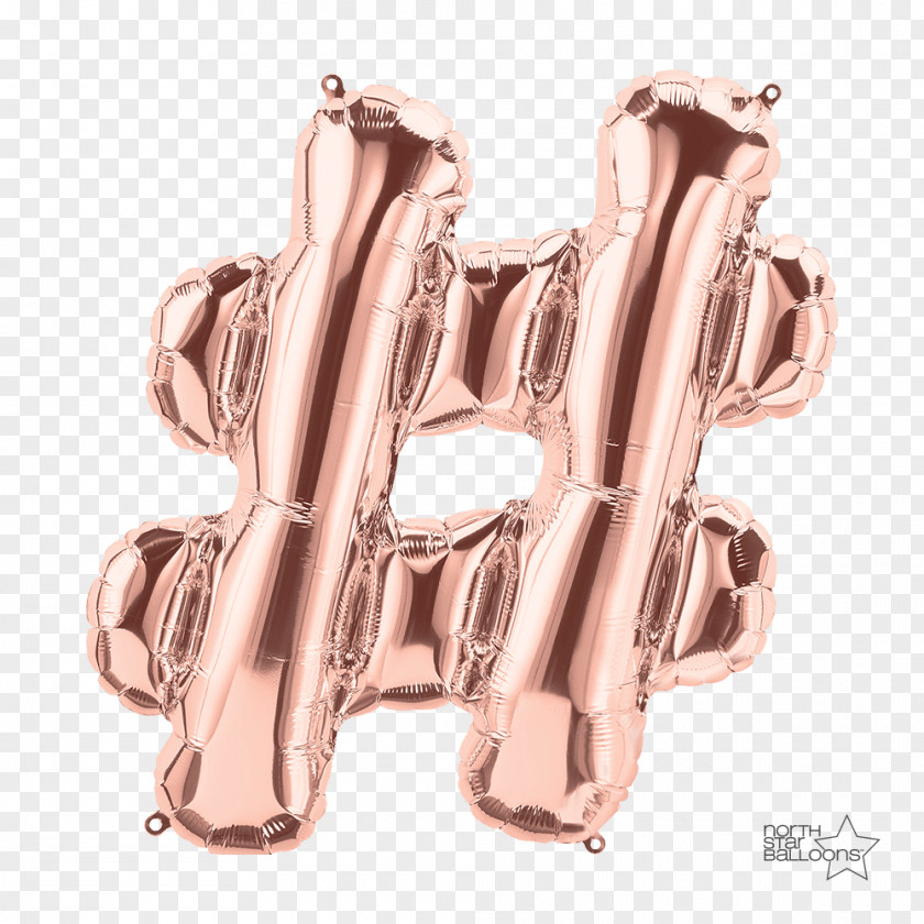 Balloon Mylar Hashtag Gold Party PNG