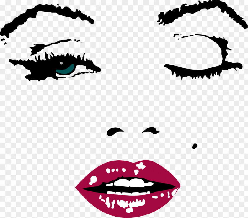 Cartoon Beautiful Lips Oil Painting Wall Decal Canvas Mural PNG