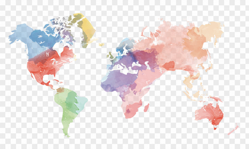 Vector Creative Watercolor World Map Material Globe United States PNG