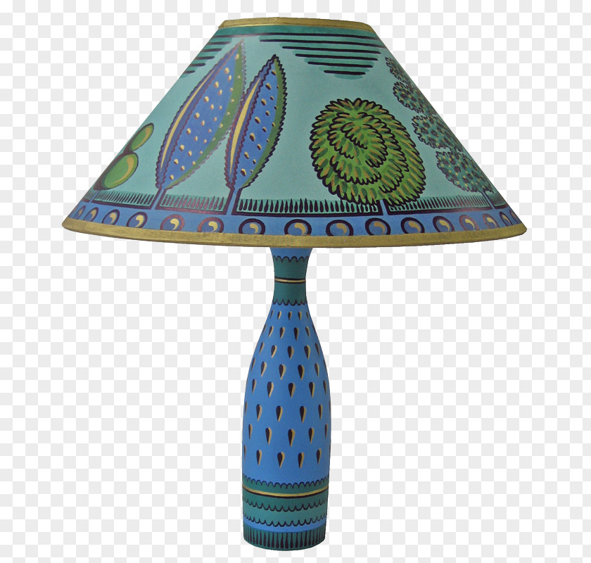 Hand Painted Lamp Blue-green Light PNG