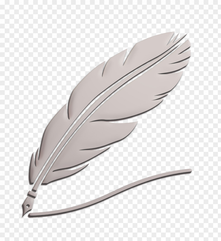 Office Supplies Silver Education Icon Quill Drawing A Line Feather PNG