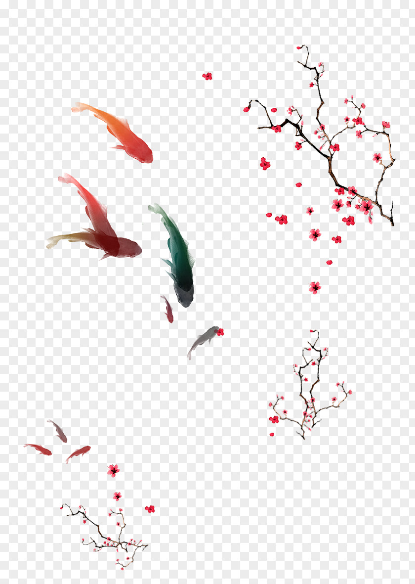 Fish And Plum Download Blossom PNG