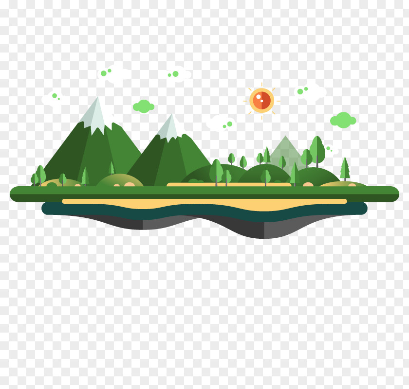 Flat Green Mountains Pictures Design Architecture PNG