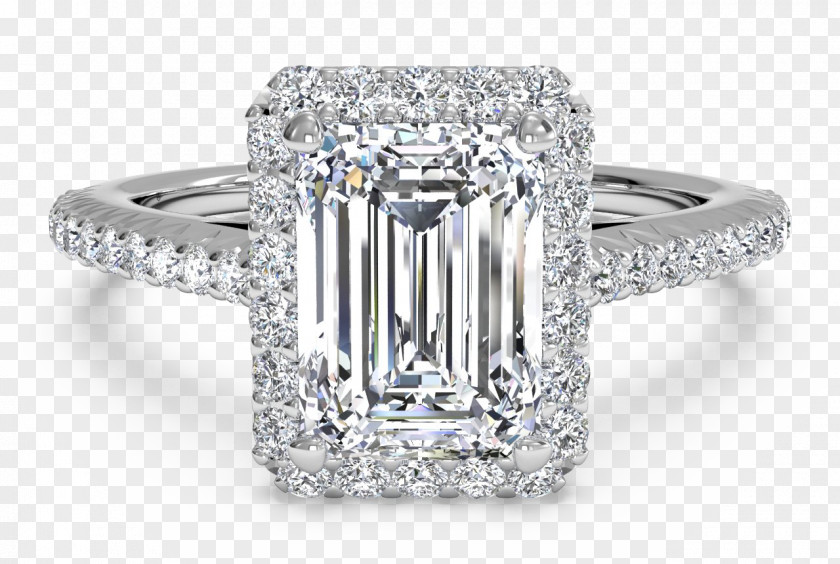 Emerald Engagement Ring Diamond Cut Wedding PNG