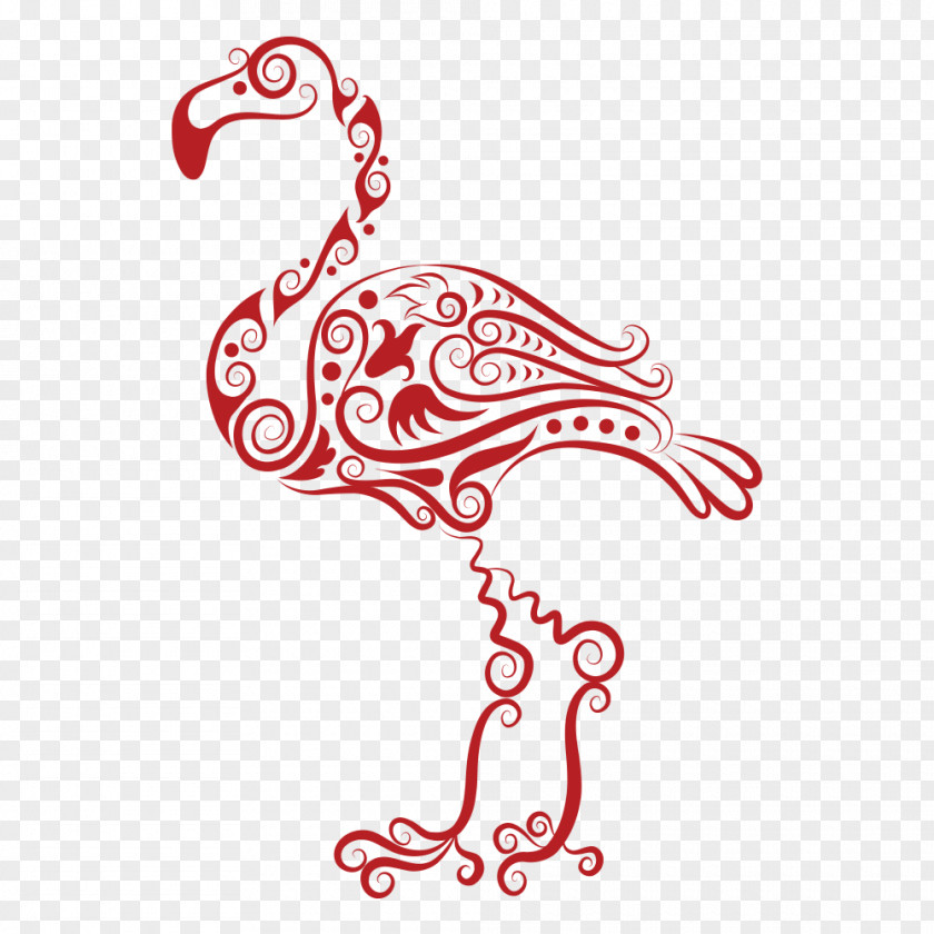 Ostrich Flamingo Tattoo Illustration PNG
