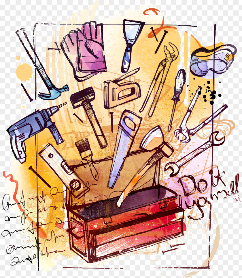 Vector Color Boxes And Tools Clip Art PNG