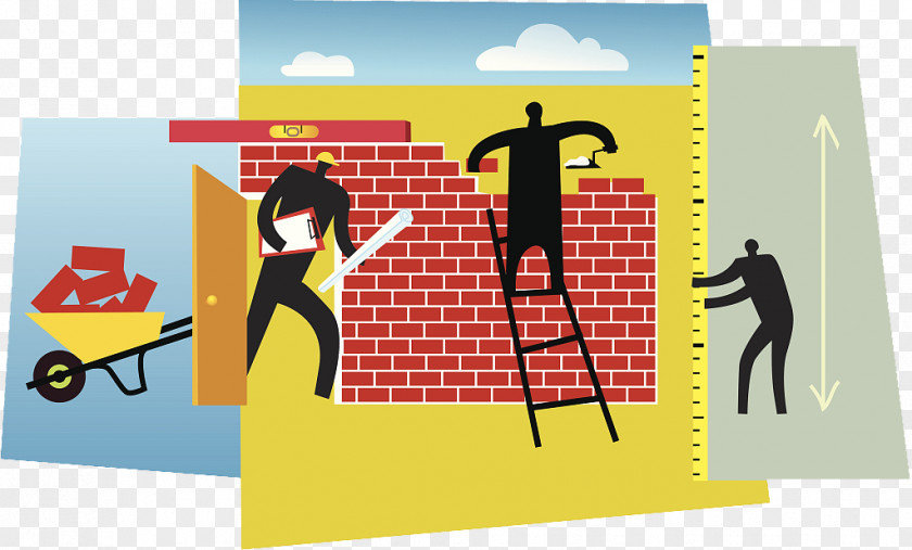 Illustration Builders Build Square Brick Walls Photography PNG