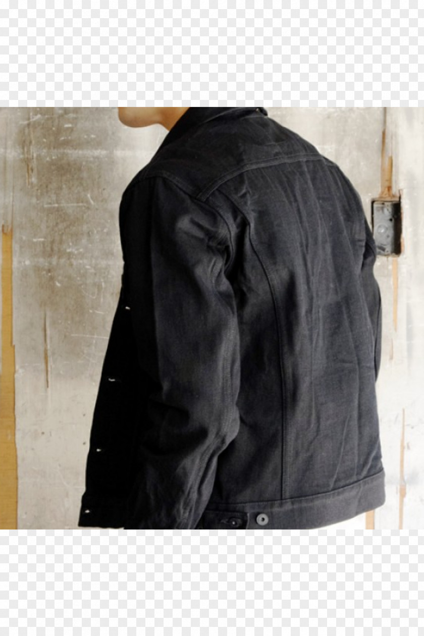 Jacket Leather Denim Indigo Black PNG