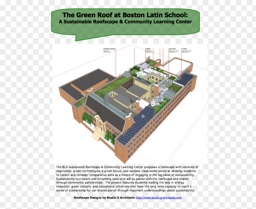 School Green Roof Boston Latin Classroom PNG