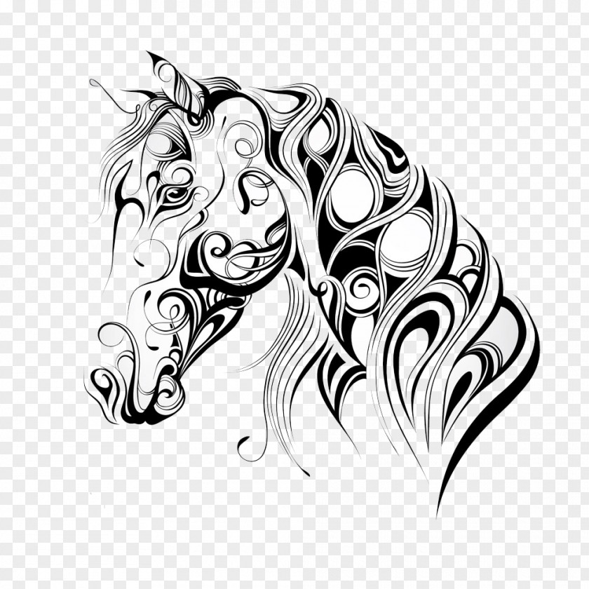 Cartoon Horse American Quarter Mustang Silhouette Head Mask PNG