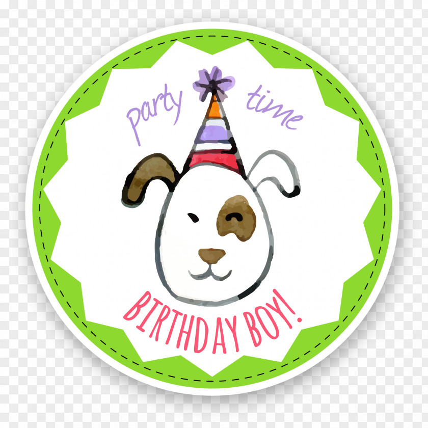 Child Birthday Party Label Dog Puppy Greeting Card PNG