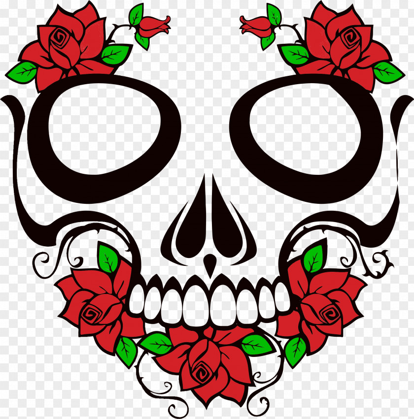 Transparent Skull Cliparts T-shirt Calavera Human Symbolism Rose PNG
