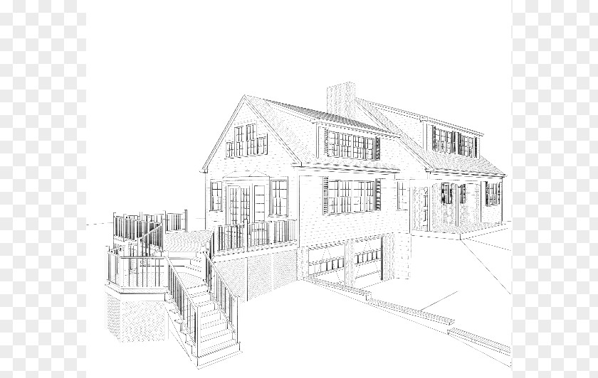House Architecture Deck Porch Sketch PNG
