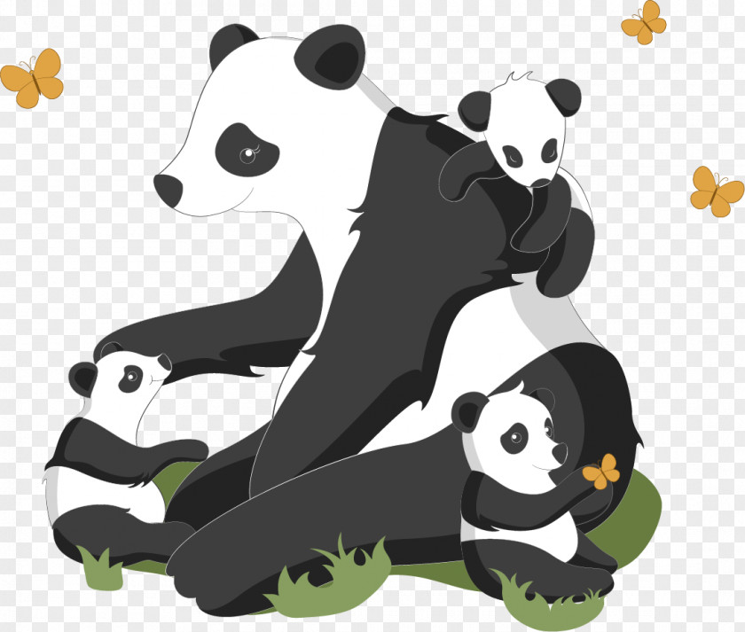 Vector Hand-painted Panda Giant Bear Red Puppy Euclidean PNG